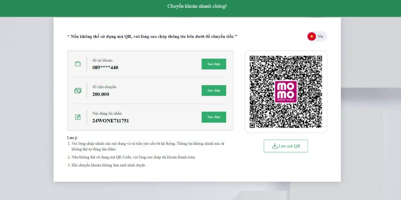 Bạn có thể thực hiện bằng cách quét QR với KUBET