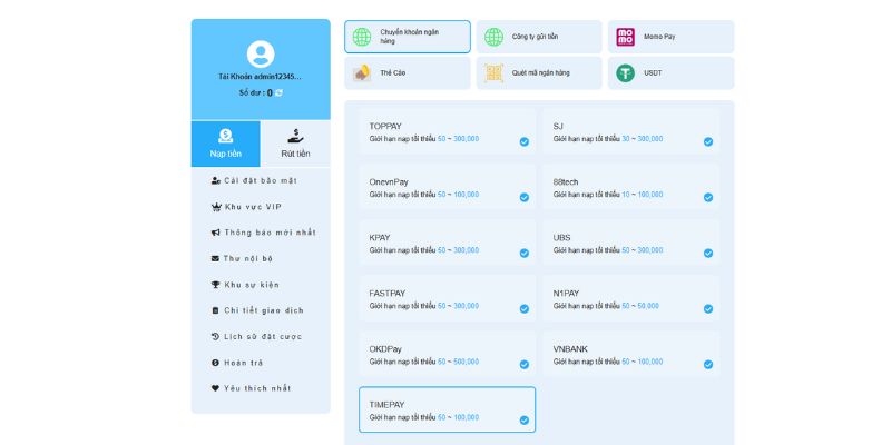 Ebanking vẫn được nhiều người lựa chọn để nạp tiền KUBET